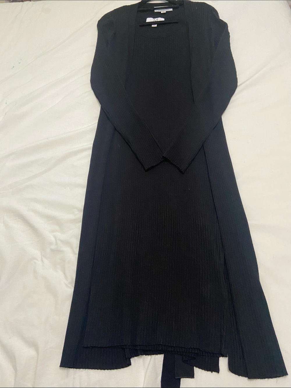 Magaschoni sleeeveless Black  Midi Dress twin set with Long Sleeve cardigan